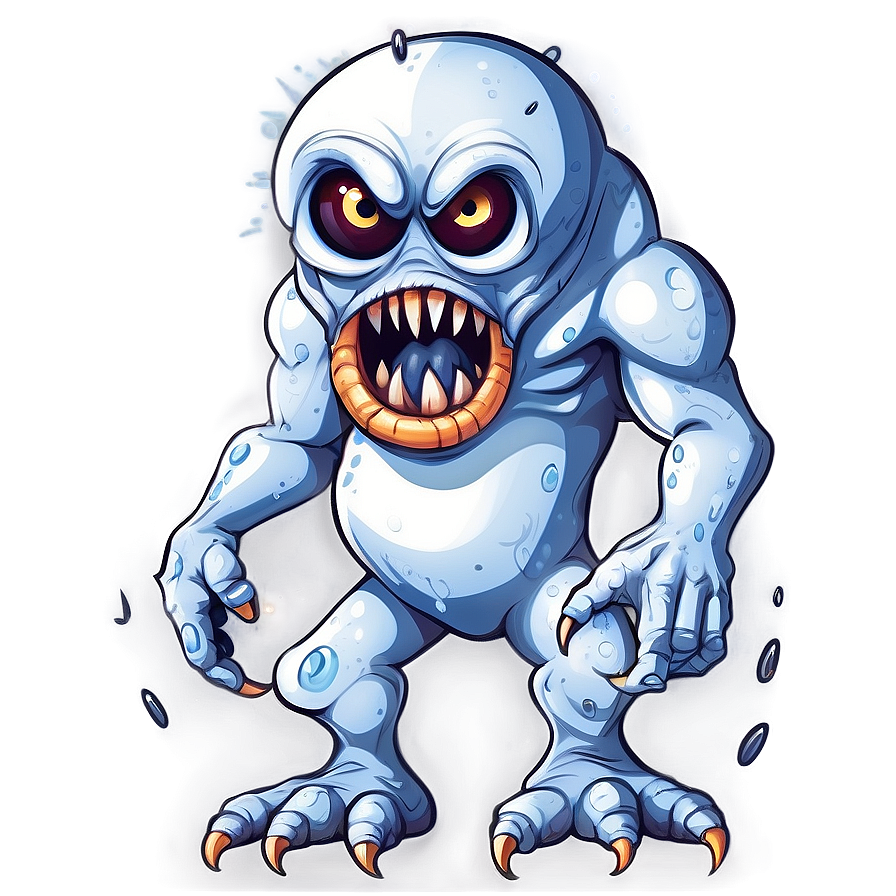 White Monster Clipart Image Png 06212024