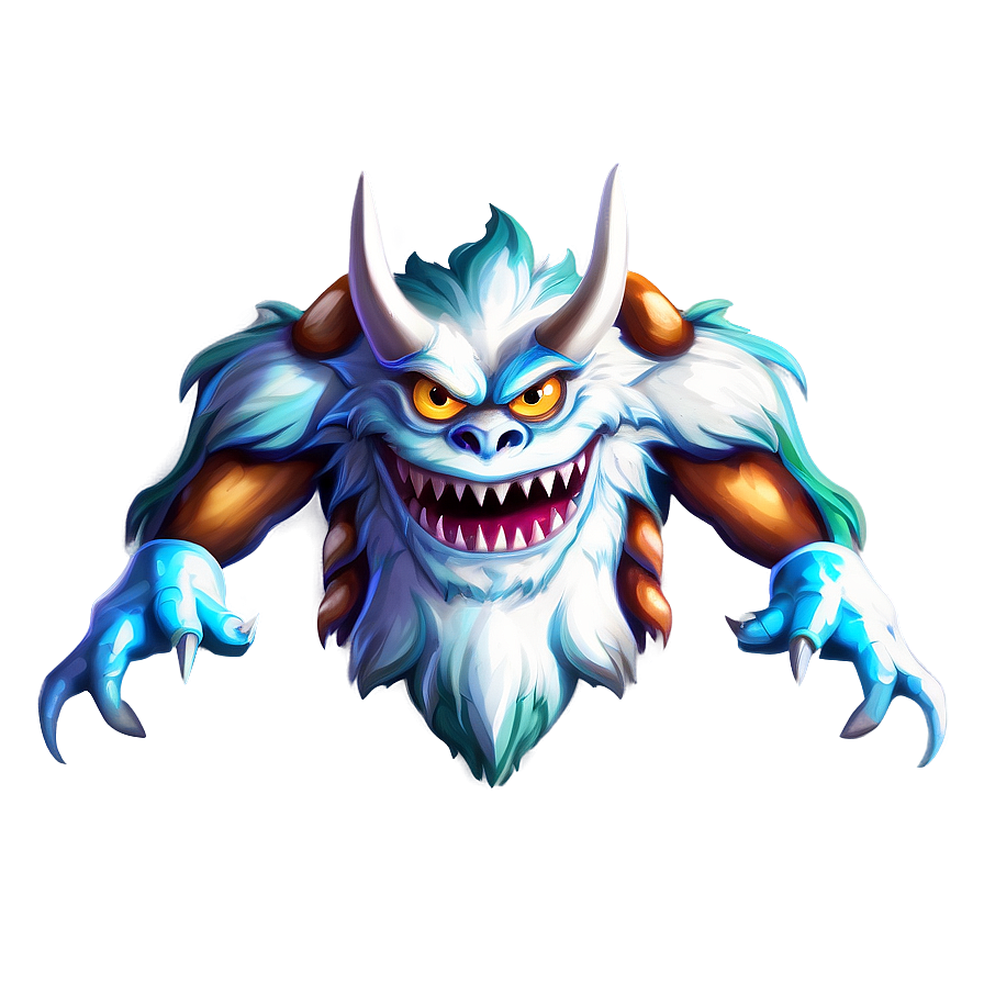 White Monster Mascot Graphic Png Mon55