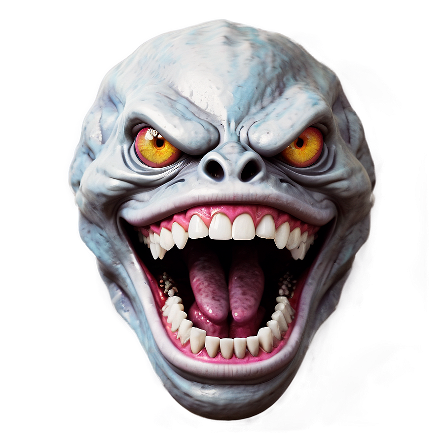 White Monster With Teeth Png Hph60