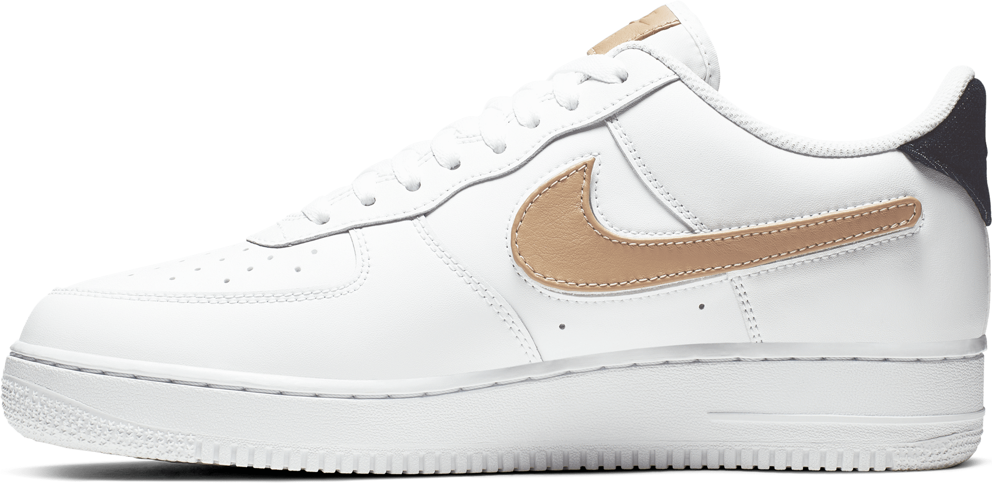 White Nike Air Force1with Tan Swoosh