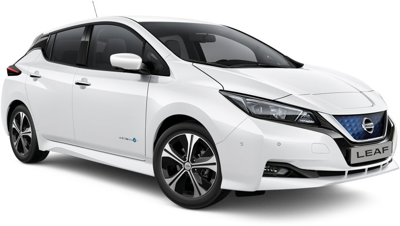 White Nissan Leaf Electric Car Profile View