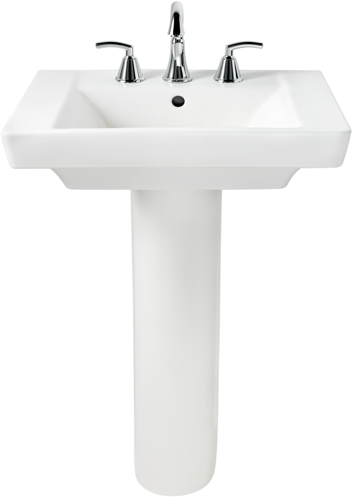 White Pedestal Sink With Faucets