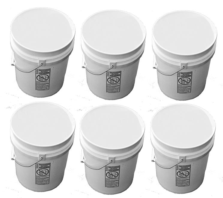 White Plastic Buckets Array