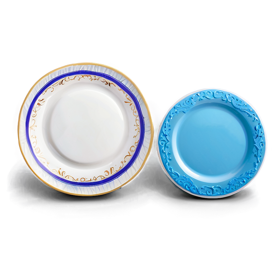 White Plate With Blue Accent Png 06212024