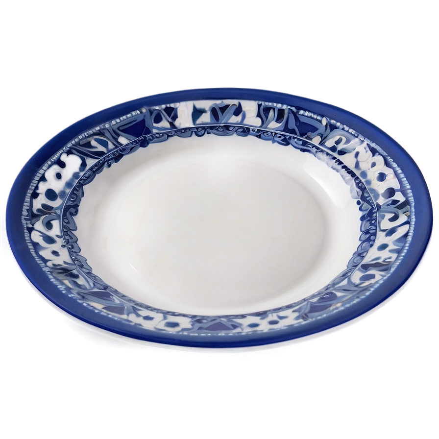 White Plate With Blue Accent Png 06212024