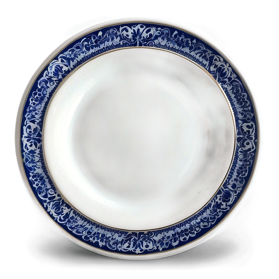 White Plate With Blue Accent Png Xqv89