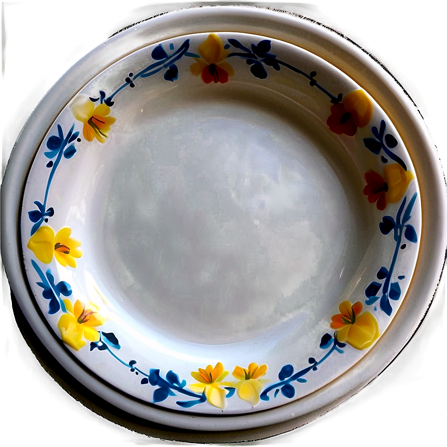 White Plate With Floral Design Png 42