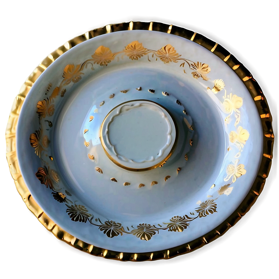 White Plate With Gold Rim Png 2