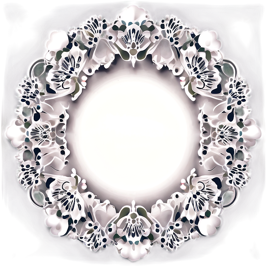 White Plate With Lace Detail Png Vkl56