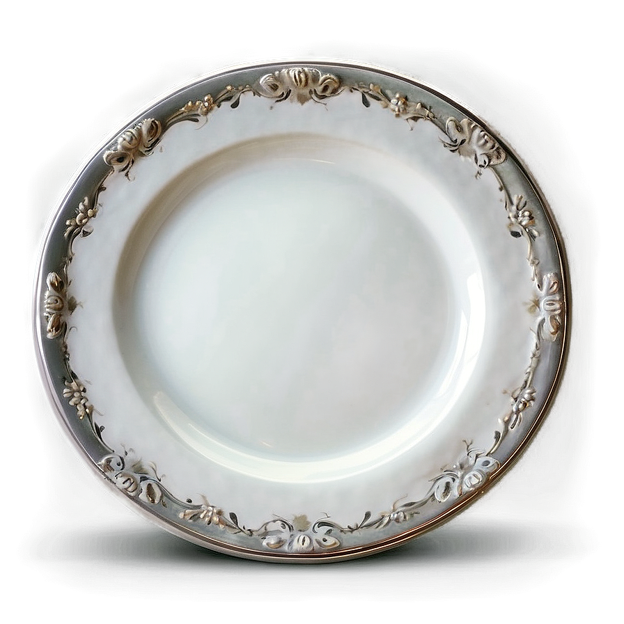 White Plate With Silver Trim Png Ivp21