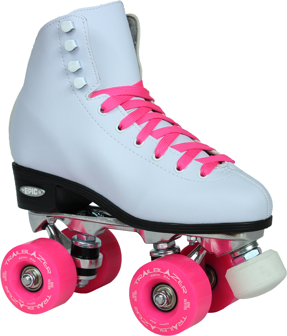 White Quad Skatewith Pink Wheelsand Laces