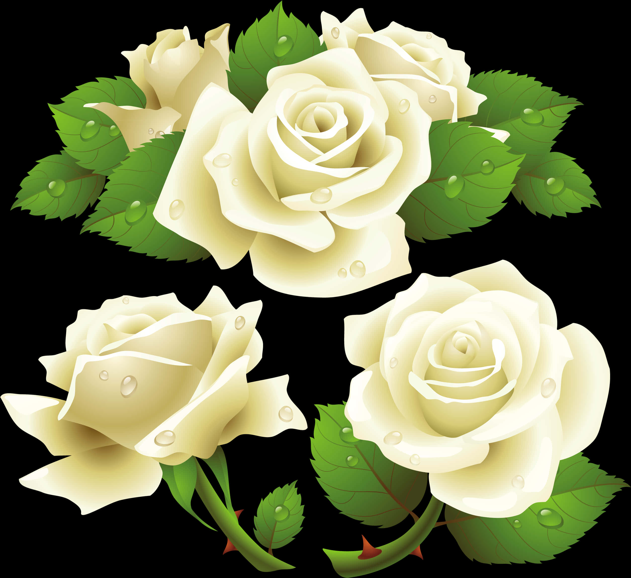 White Roses Vector Illustration