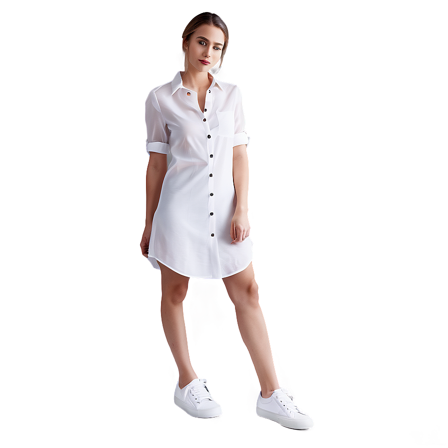 White Shirt Dress Casual Png 06212024