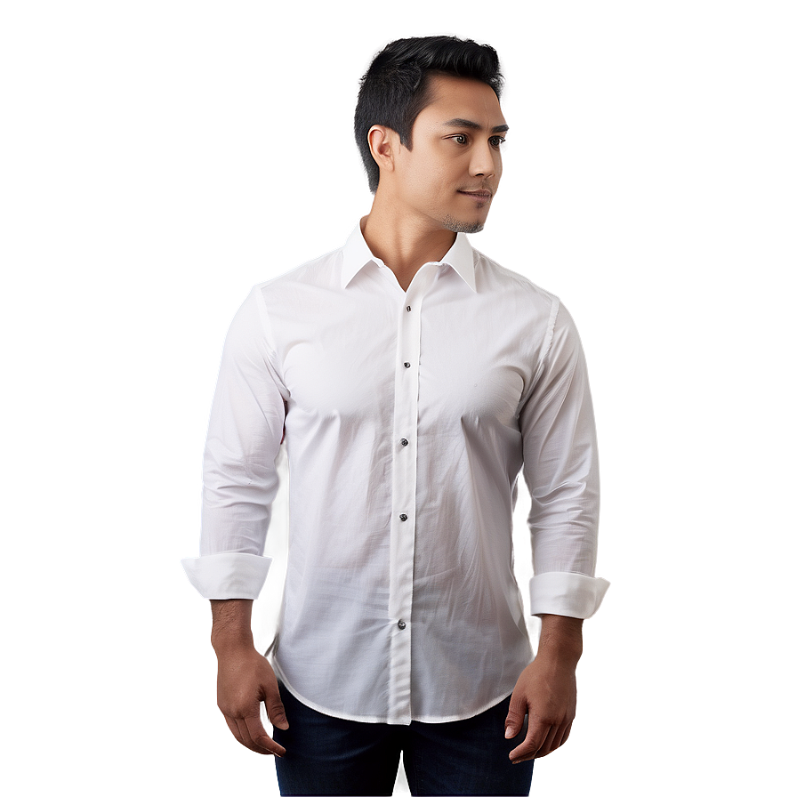 White Slim Fit Shirt Png Sbr43