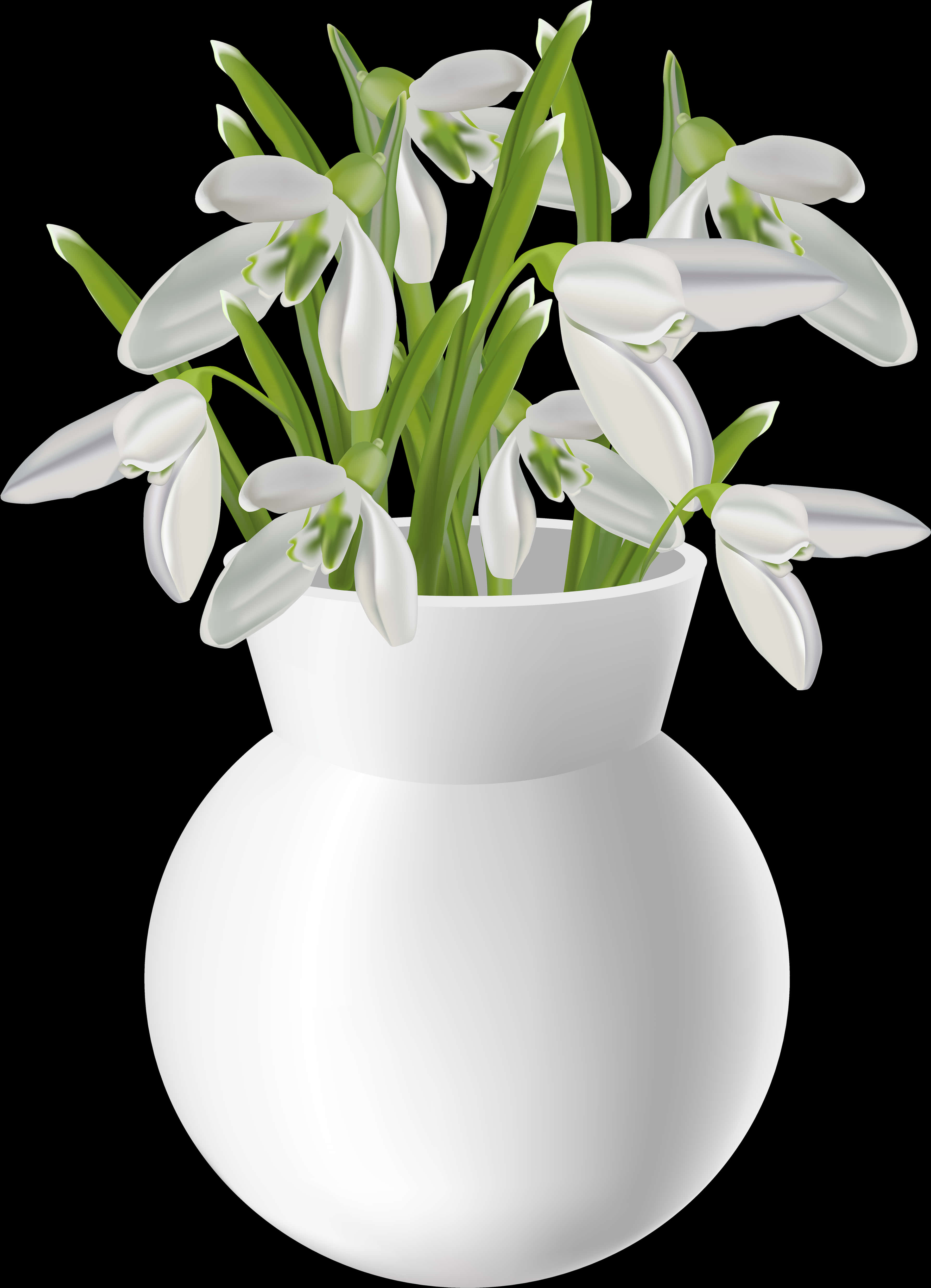 White Snowdropsin Vase Illustration