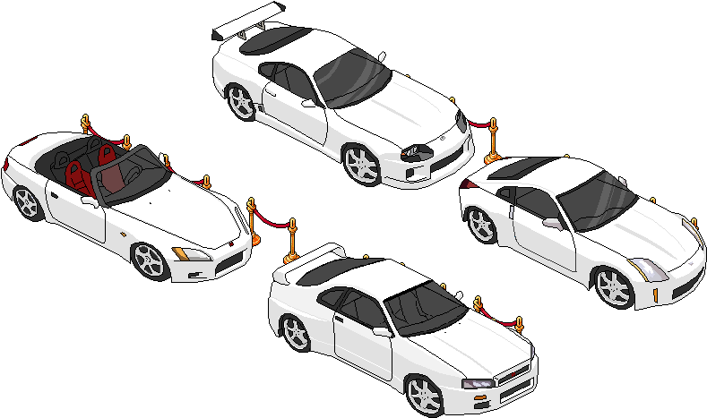 White Sports Cars Isometric View