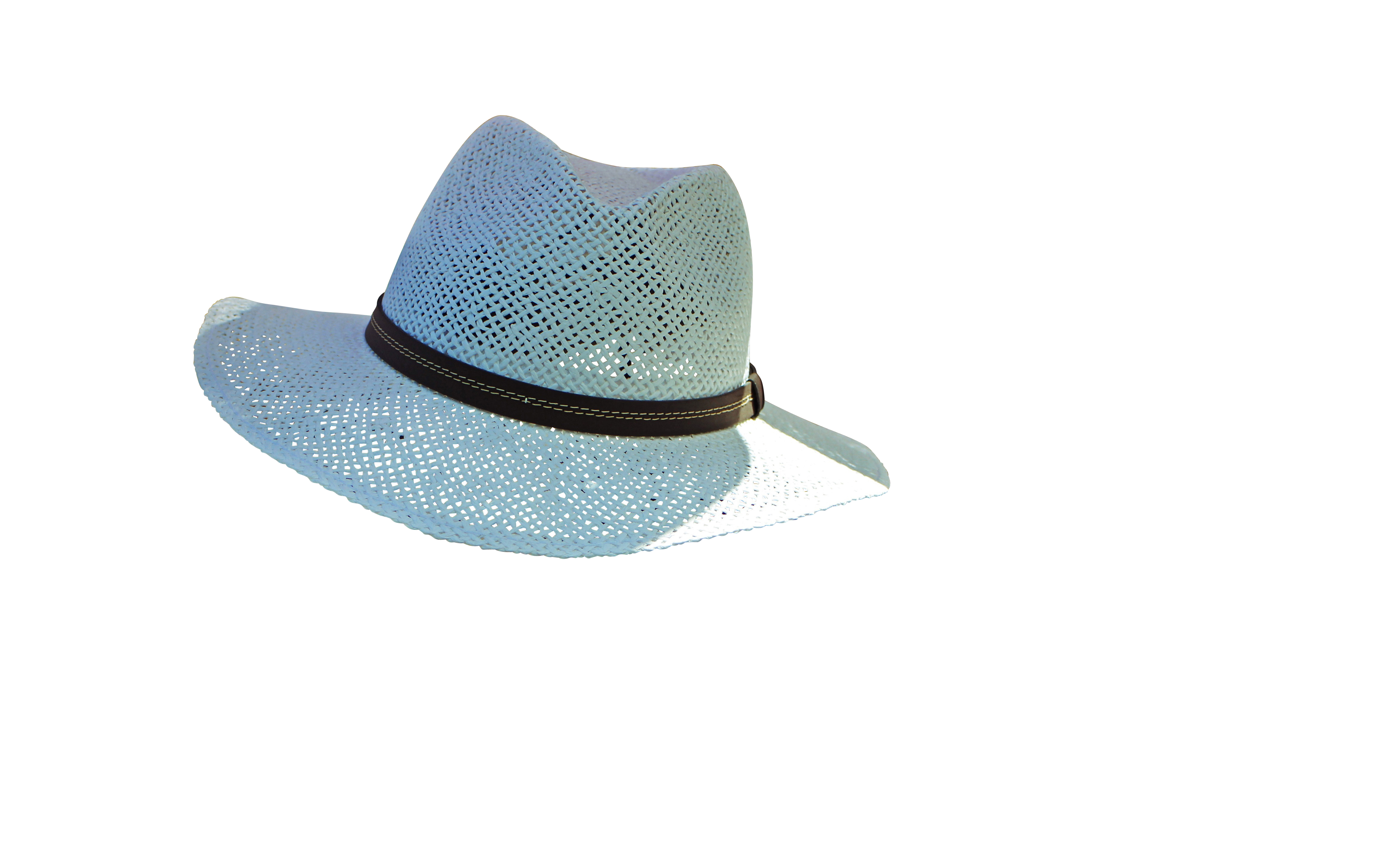 White Straw Hat Black Background