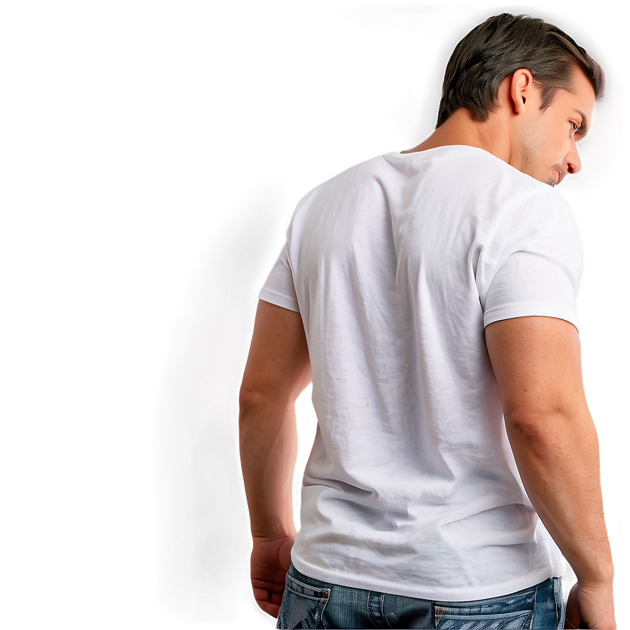 White T-shirt Back View Png Lwe