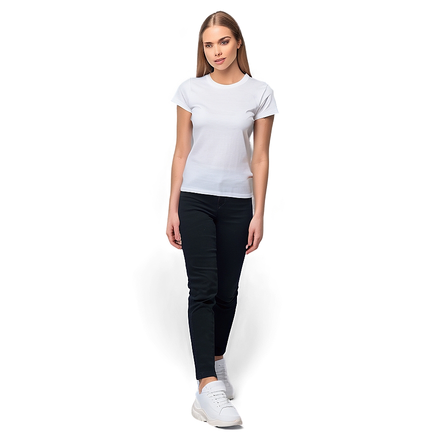 White T-shirt Mockup For Fashion Png 06132024