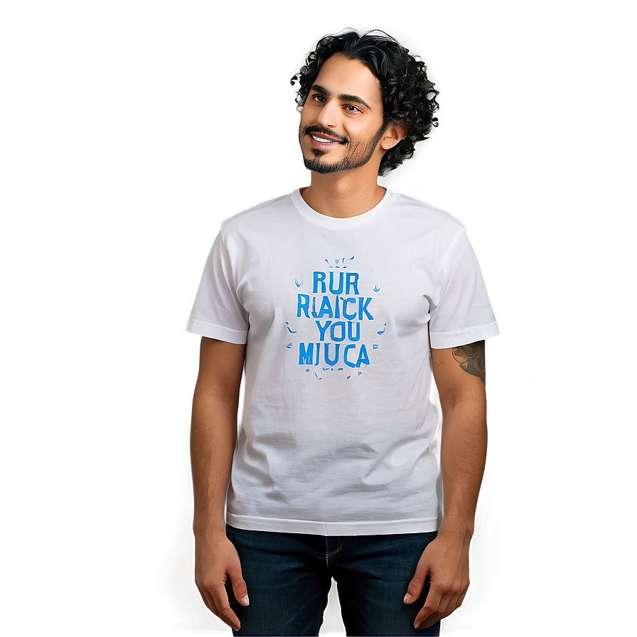 White T-shirt Mockup On Model Png 18