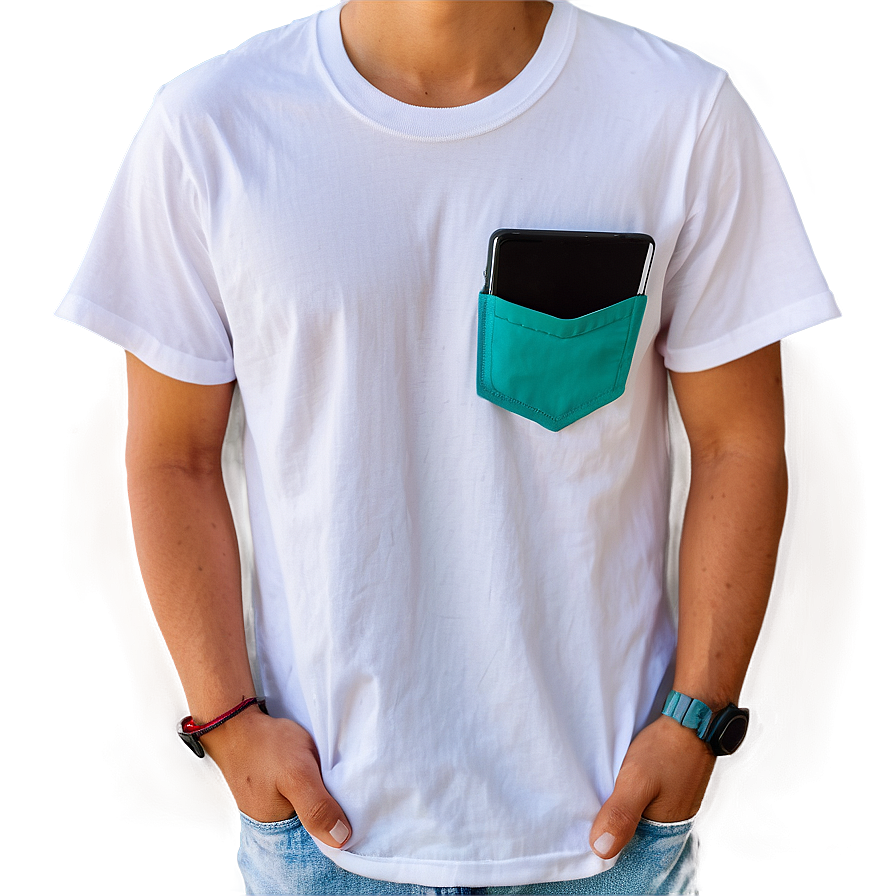 White T-shirt With Pocket Png Uki