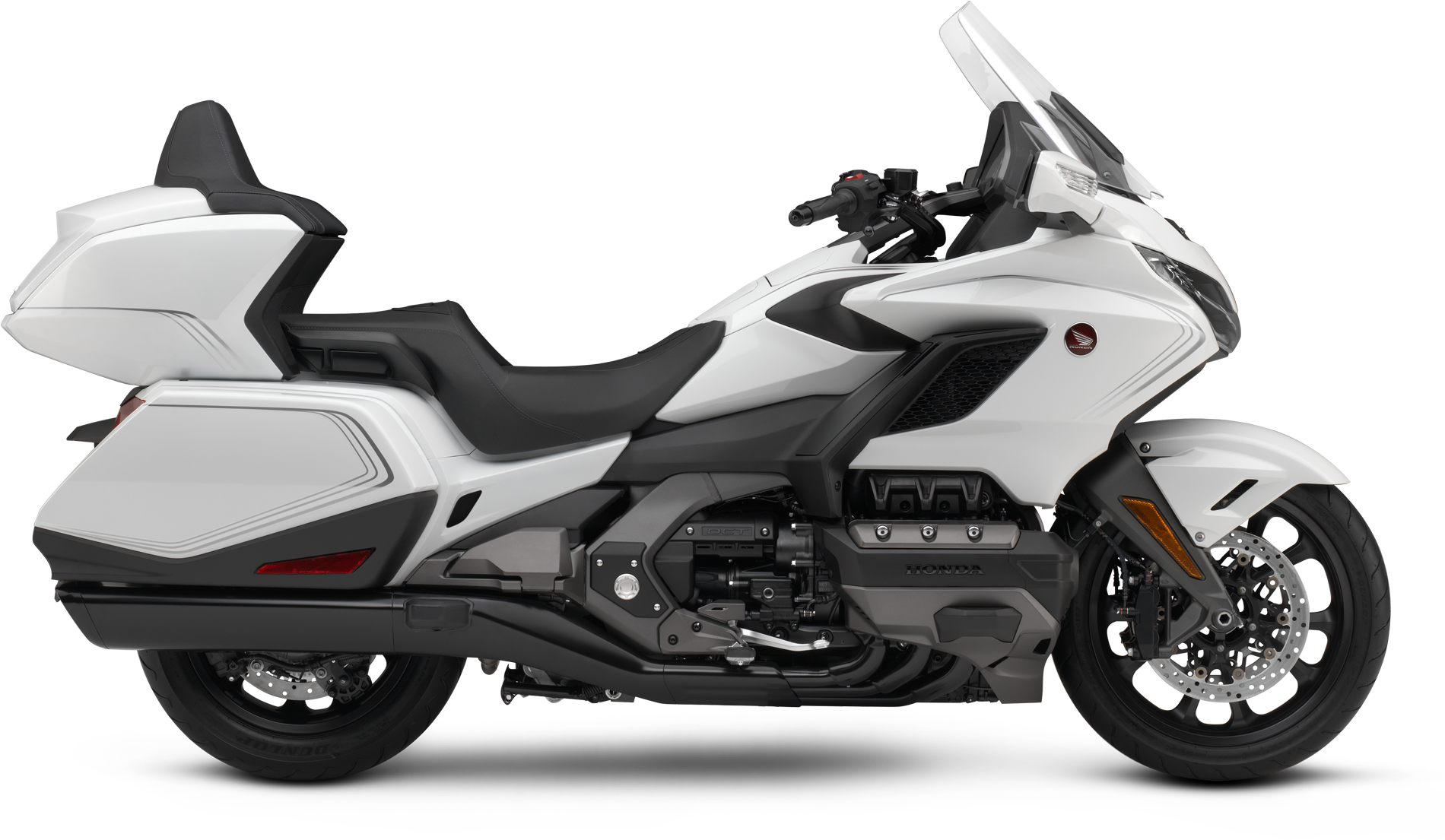 White Touring Motorcycle Side View