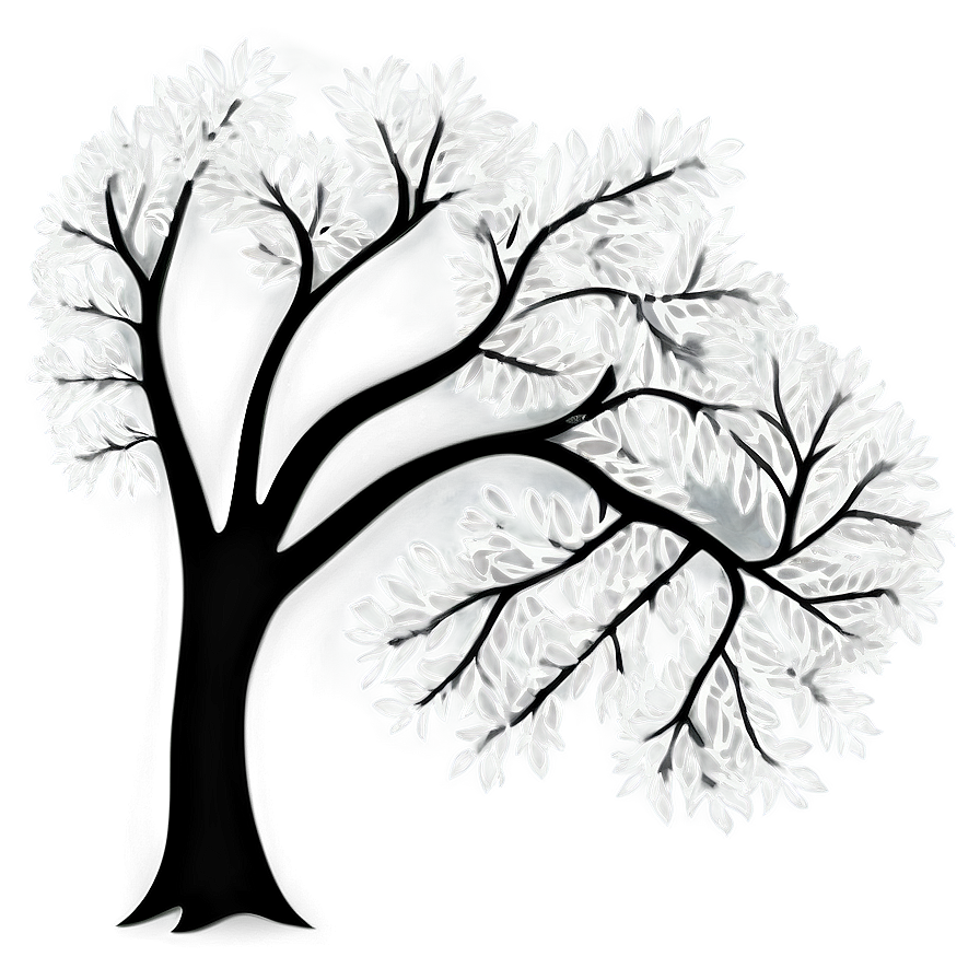 White Tree Outline Clipart Png 06252024