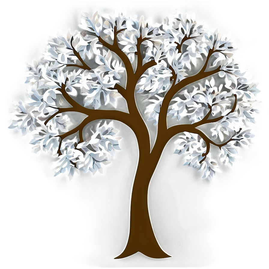 White Tree With Leaves Design Png 06252024