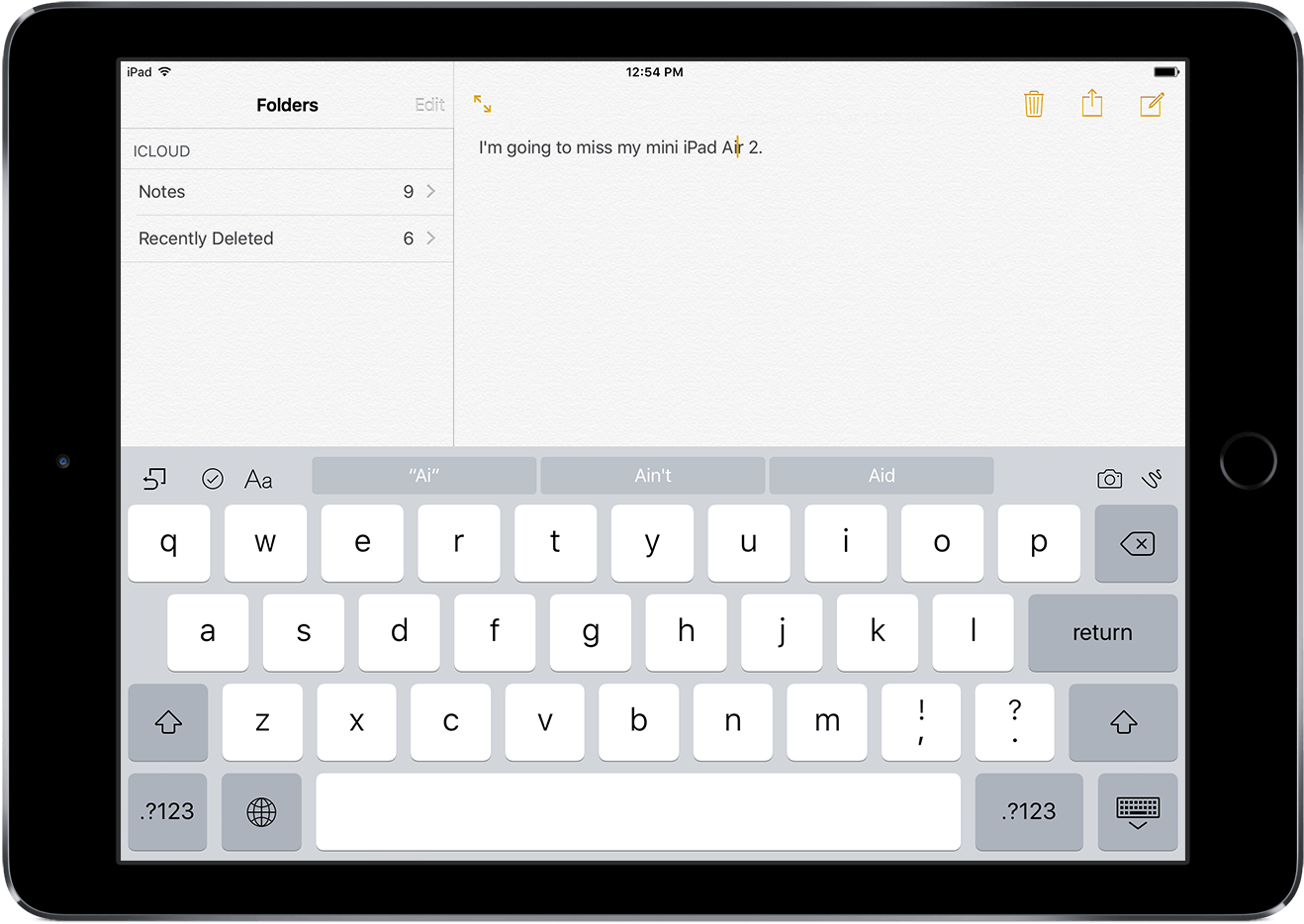 Whitei Padwith Keyboardand Notes App