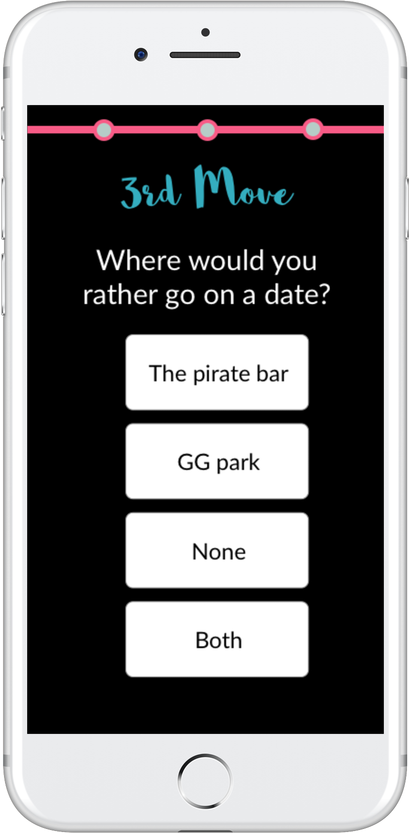 Whitei Phone Date Choice App Screen