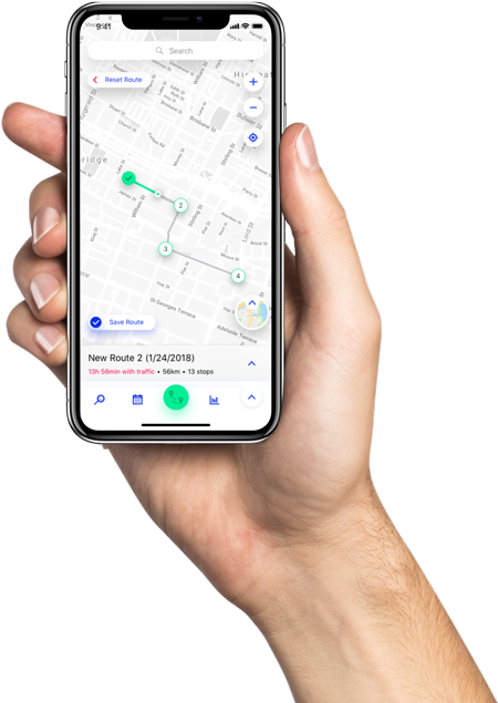 Whitei Phone Hand Map App Display