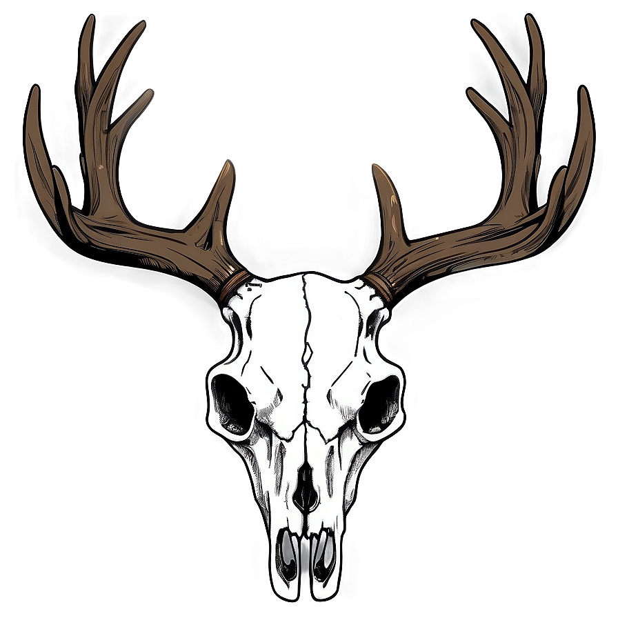 Whitetail Deer Skull Illustration Png 06132024