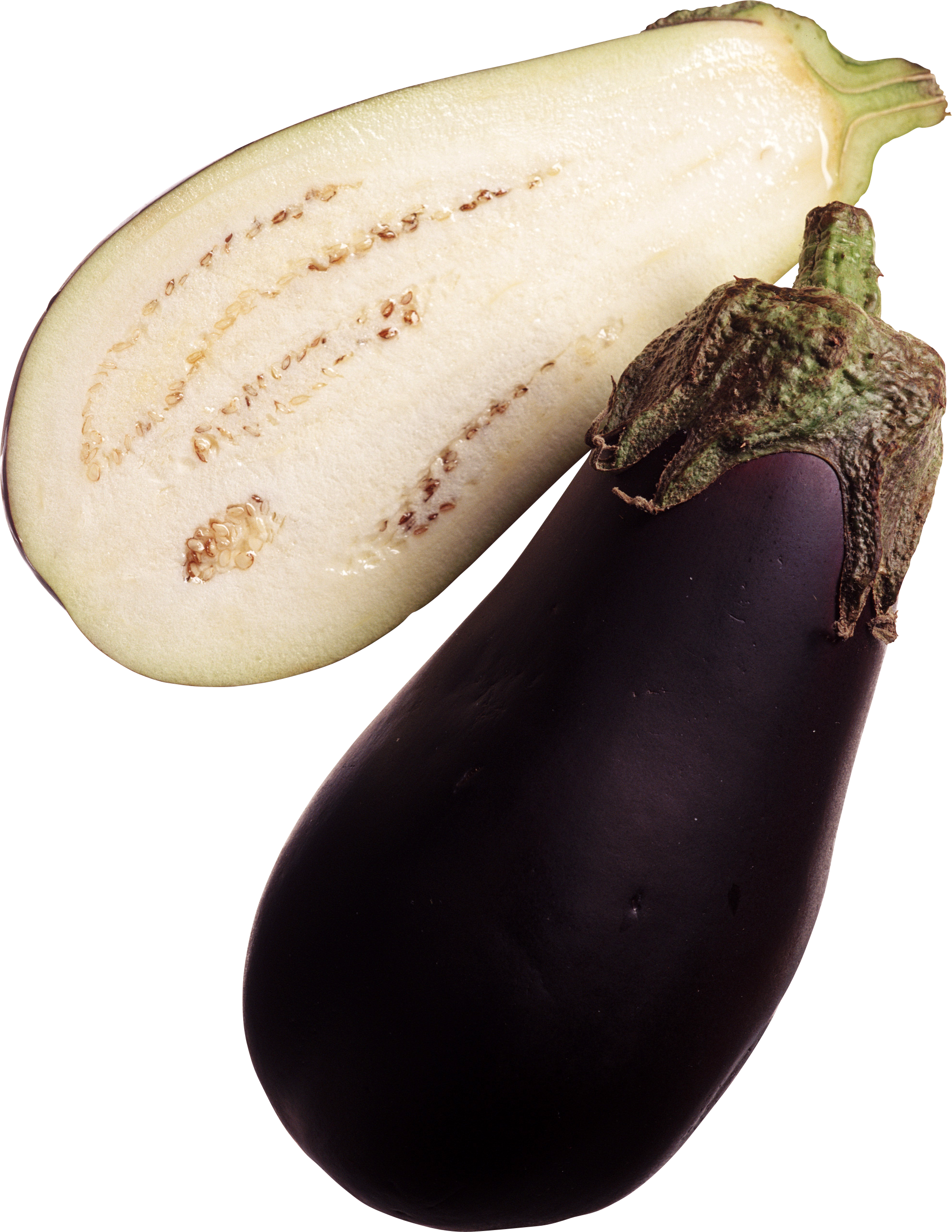 Wholeand Halved Eggplant