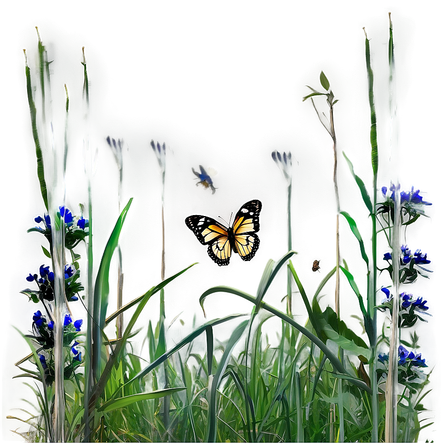 Wild Grass And Butterflies Png 86