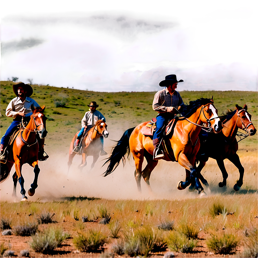 Wild West Horseback Chase Png 41