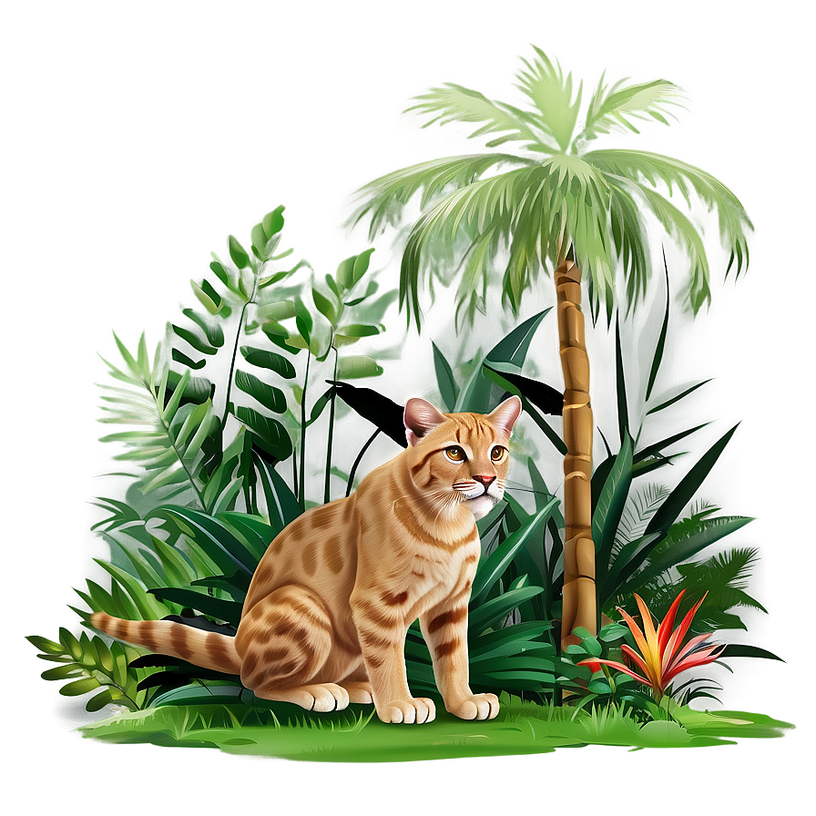 Wildcat In Jungle Scene Png Ird