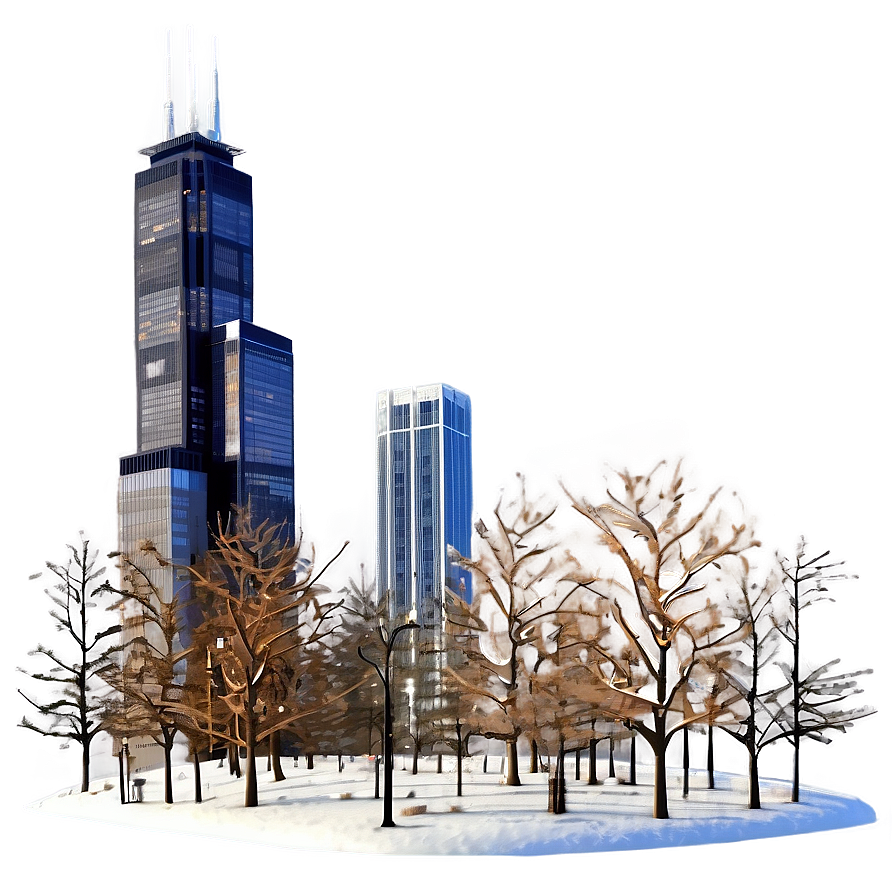 Willis Tower Winter Scene Png 06252024