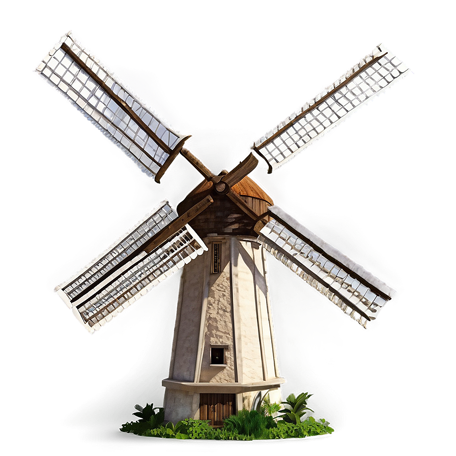 Windmill In Lush Greenery Png 05242024