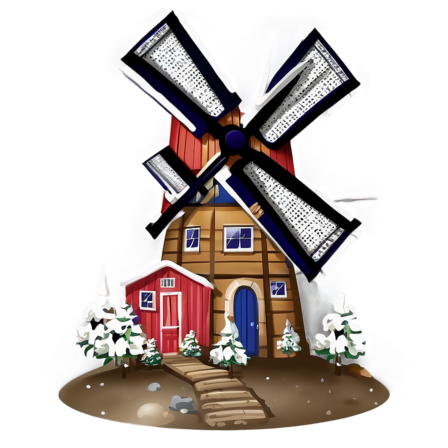 Windmill With Snowflakes Png Pqv