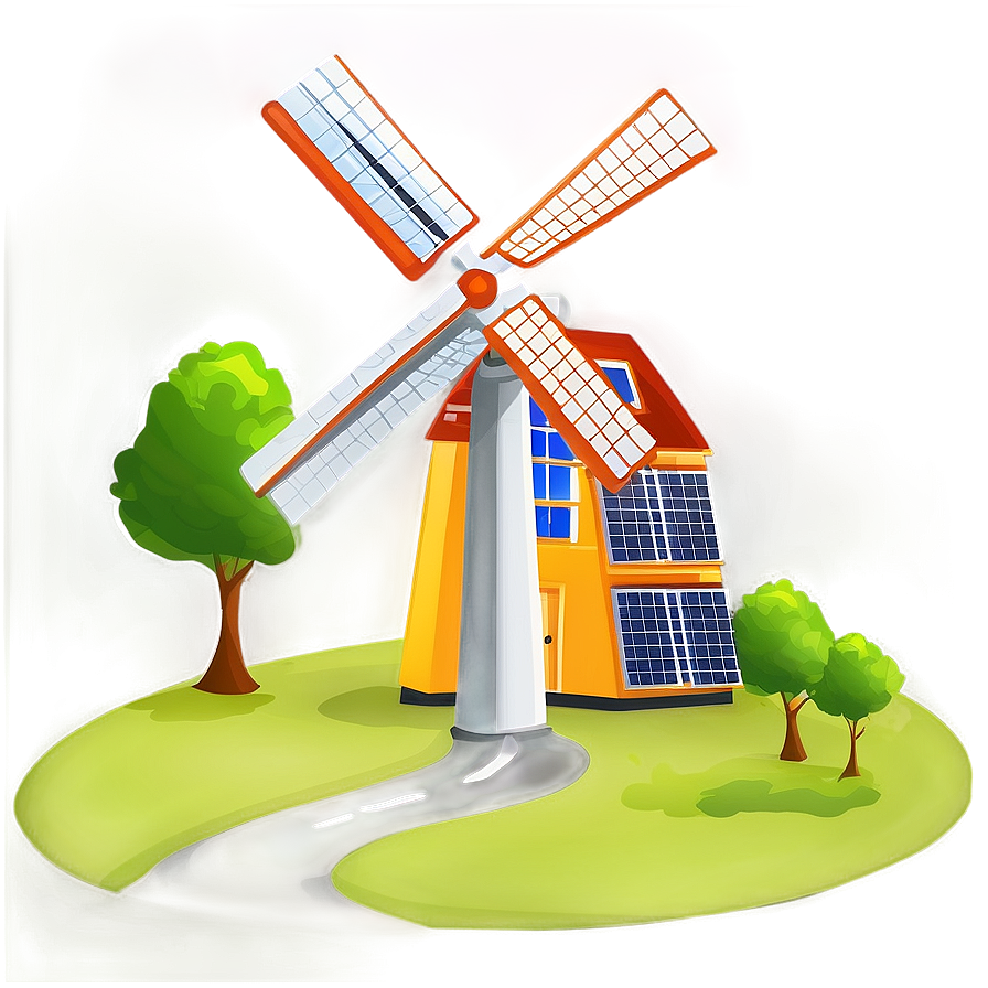 Windmill With Solar Panels Png Hrj17
