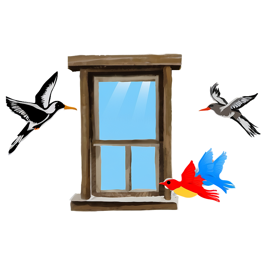 Window With Birds Flying Png 05042024