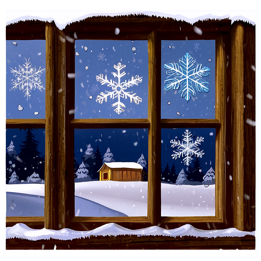 Window With Snowflakes Png Hjx81