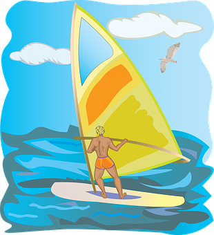 Windsurfing Adventure Illustration