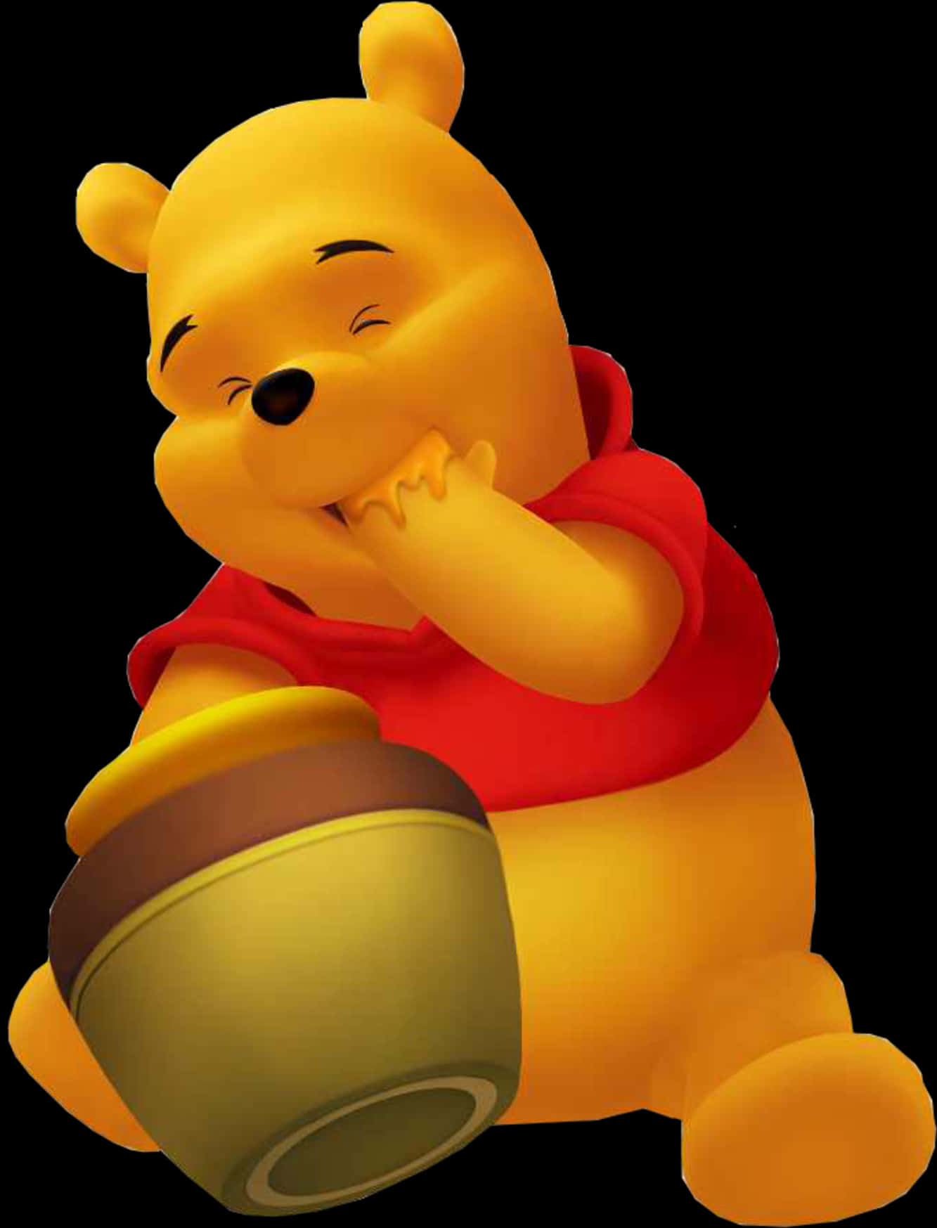 Winnie The Pooh Smiling With Honey Pot