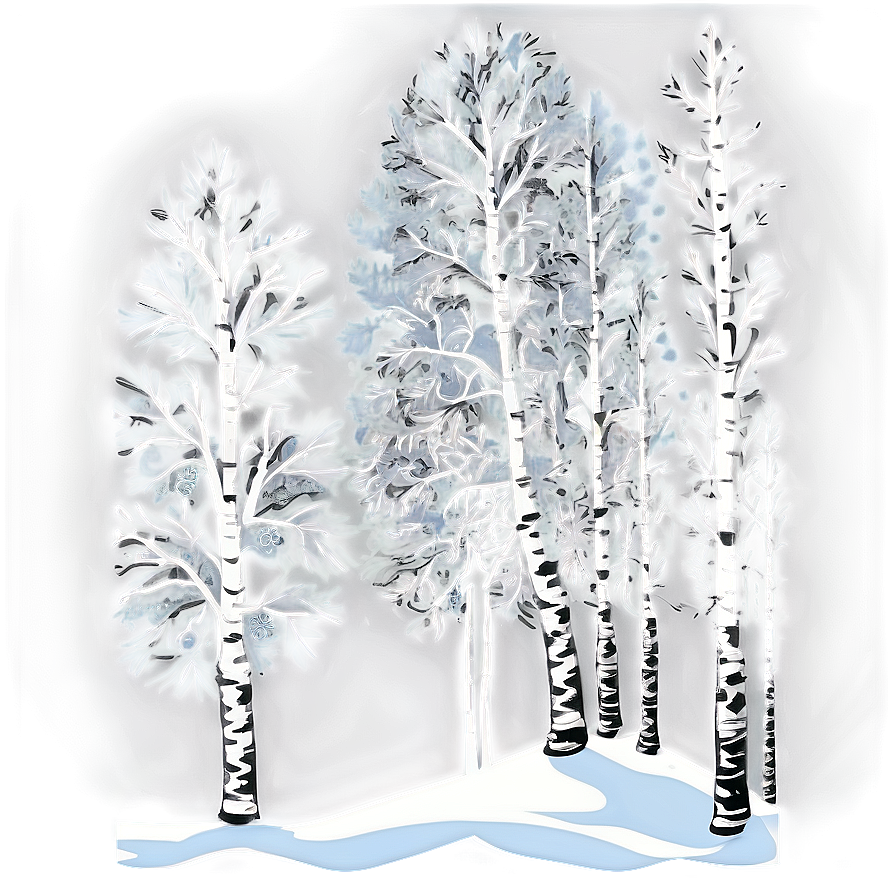 Winter Birch Trees Silhouette Png 06292024