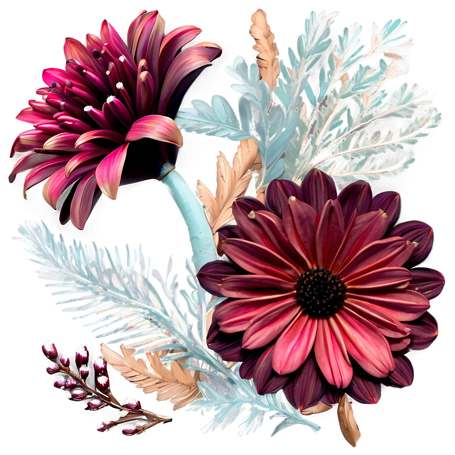 Winter Boho Flowers Png 14