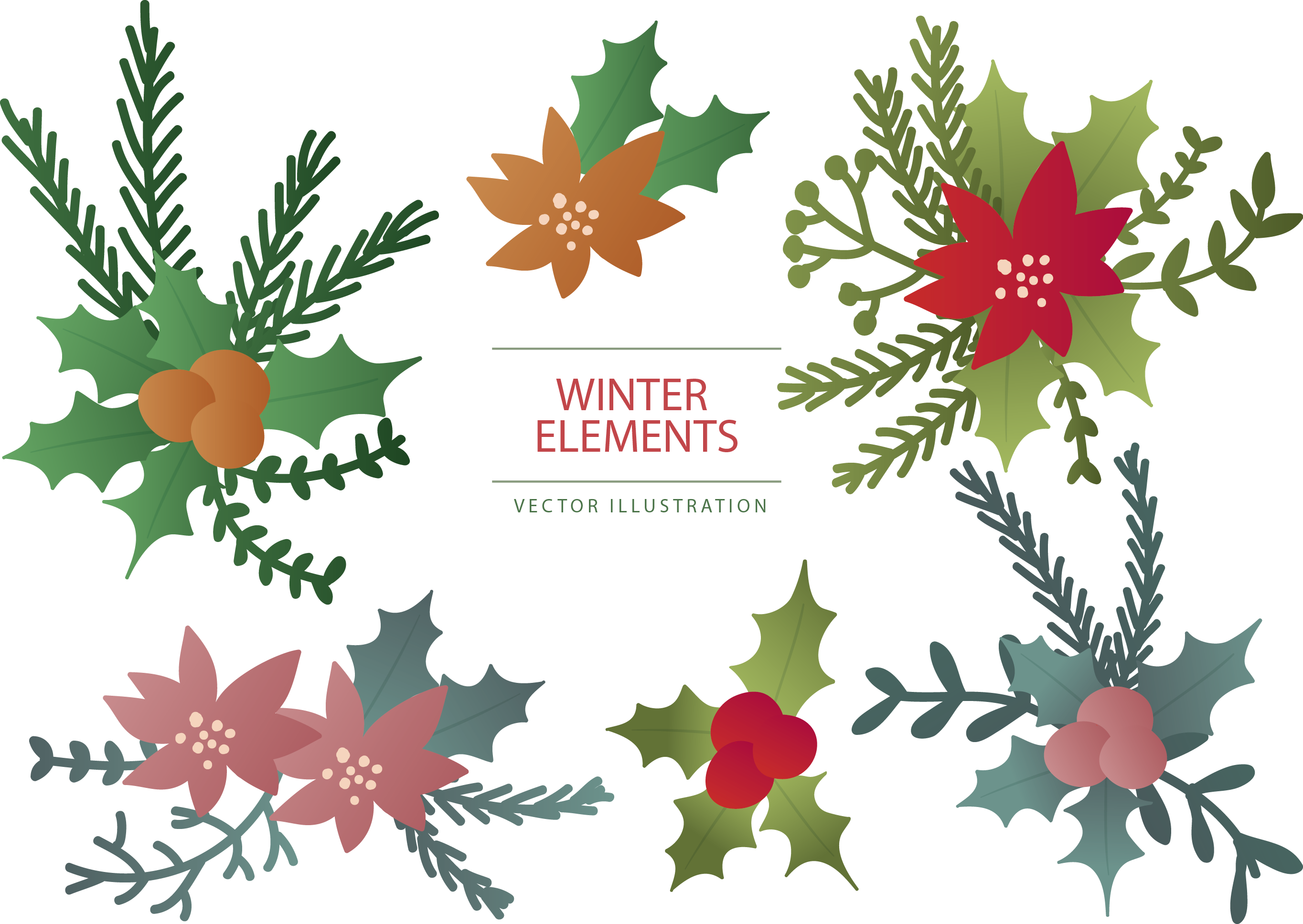 Winter Elements Vector Illustration