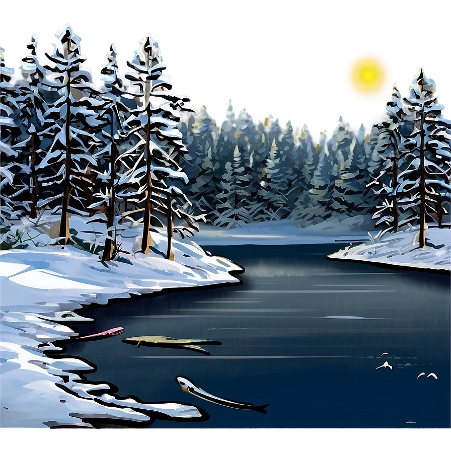 Winter Fishing Scene Png Tqp