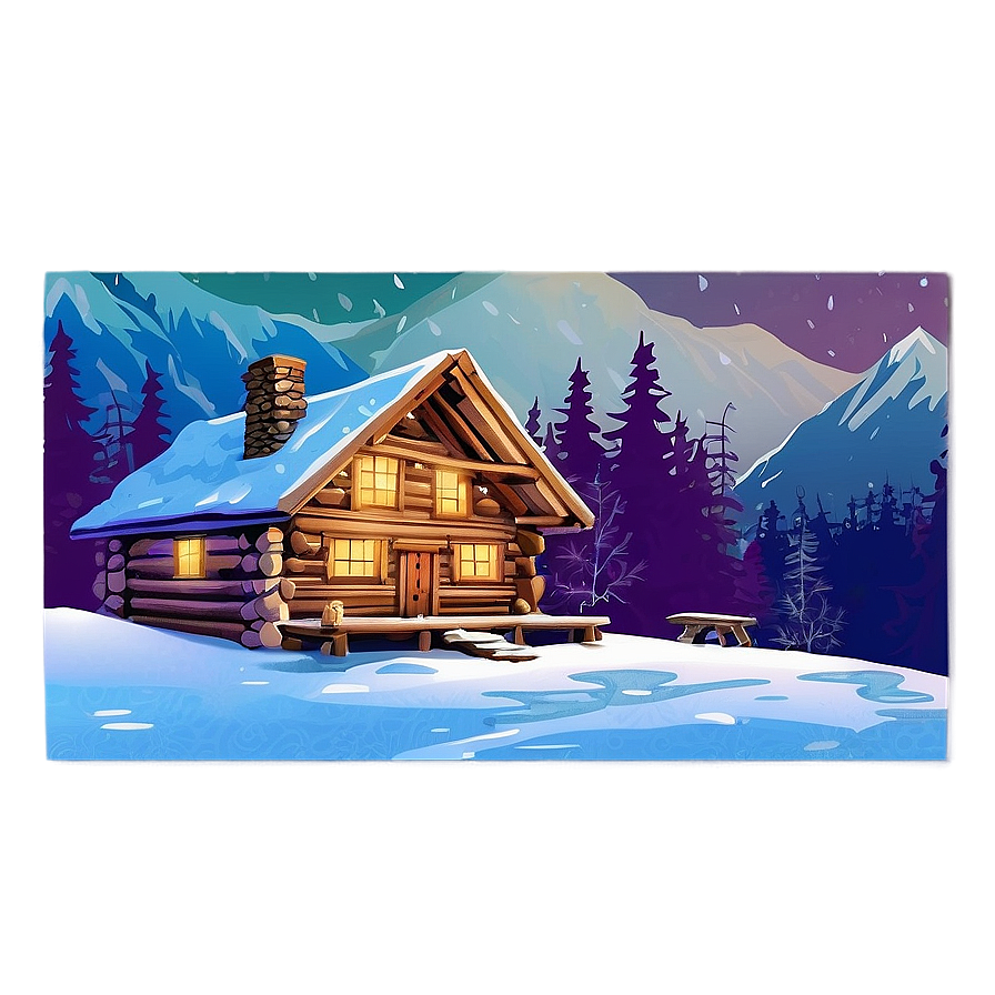 Winter Log Cabin Scene Png 81