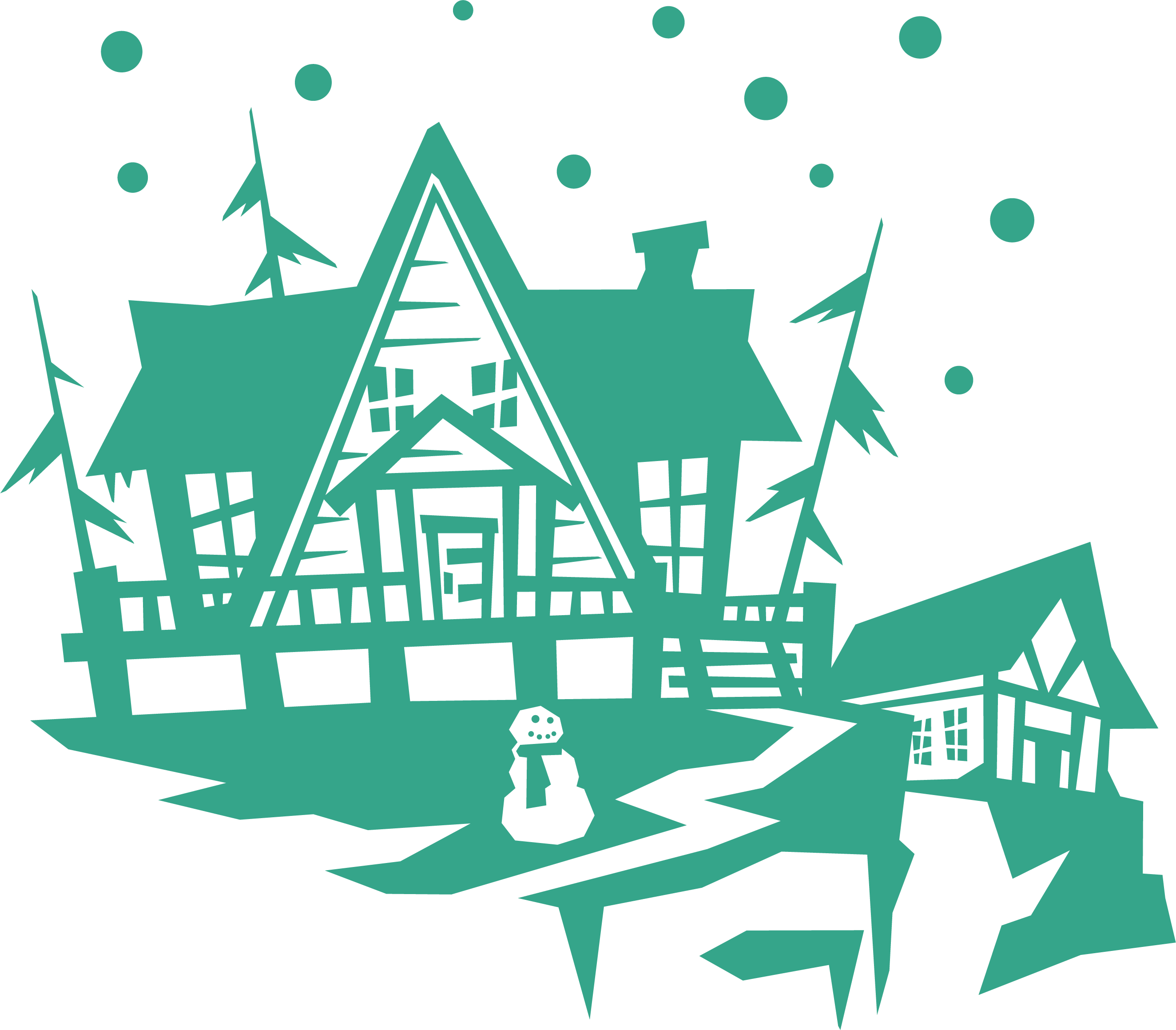 Winter Night Mansion Illustration